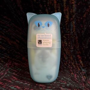 Vintage Umbra Meow Cat Breed Playing Cards in Blue Case